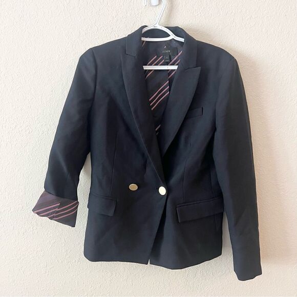 J. Crew Blazer Womens Italian Wool Dover Navy Blue #G7102 Size 4 - Picture 1 of 8